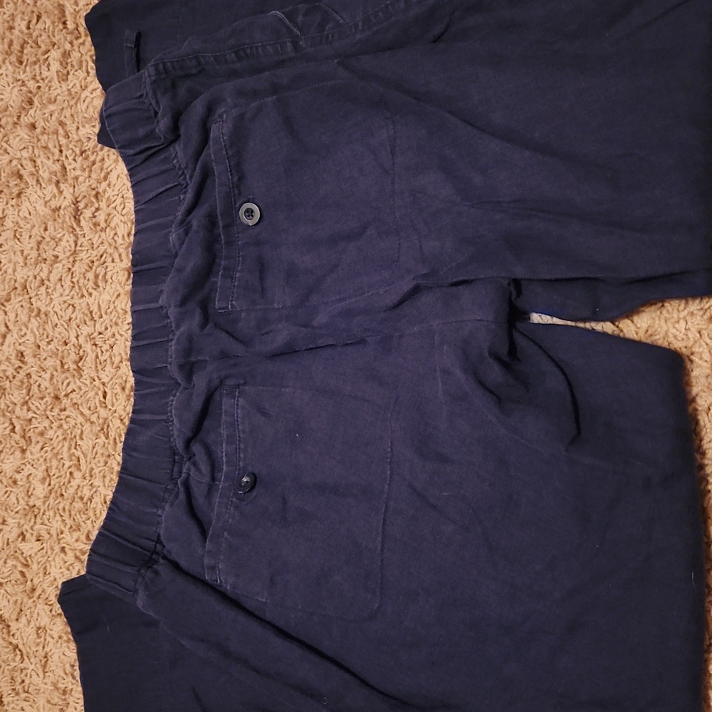 Athleta 100% Linen Dark Blue Pants Size 6 - Picture 6 of 9